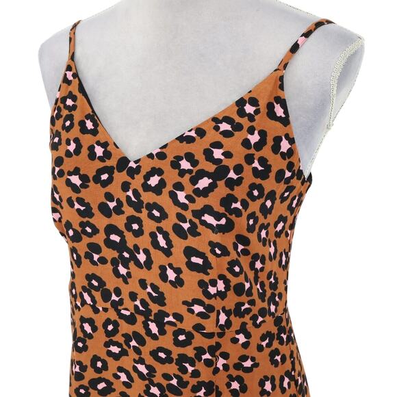 Sanctuary Slip Dress Womens 2 Brown Pink Animal Print Lined Mob Wife Resort New - Picture 10 of 16